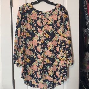 Navy Floral Blouse
